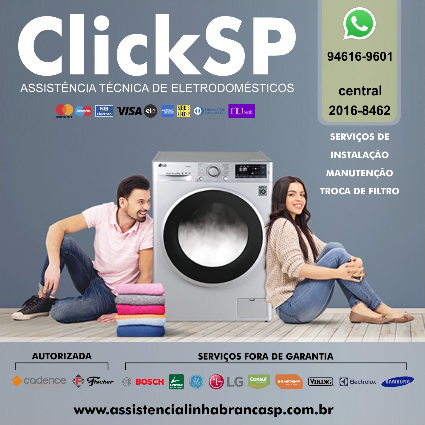 Serviço reparos para lava e seca da ClickSP