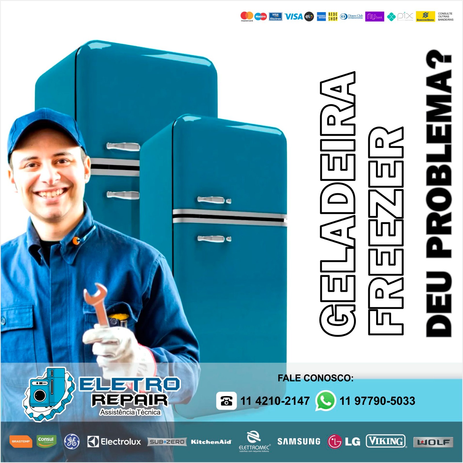 Refrigeradores consertos de marcas nacionais e importadas