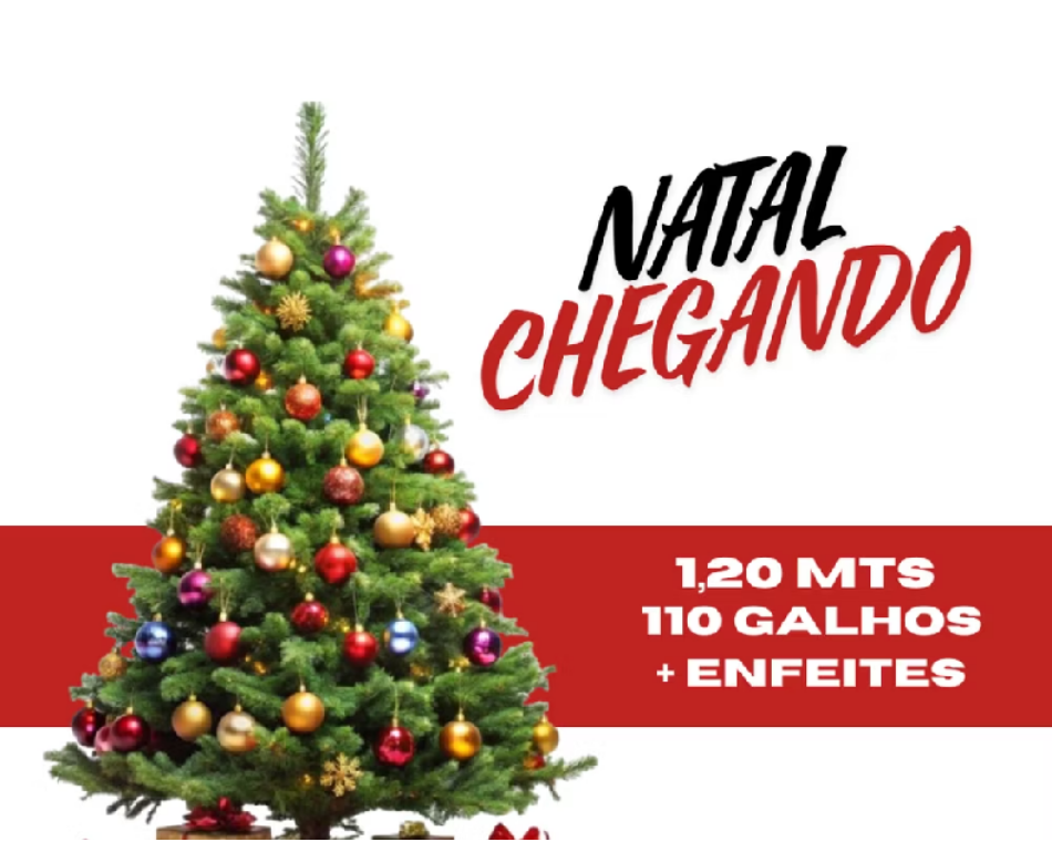 Árvore de natal com decoração Árvore De Natal 1.20cm Com 110 Galhos Decoração 81 Enfeites Completa Promoção