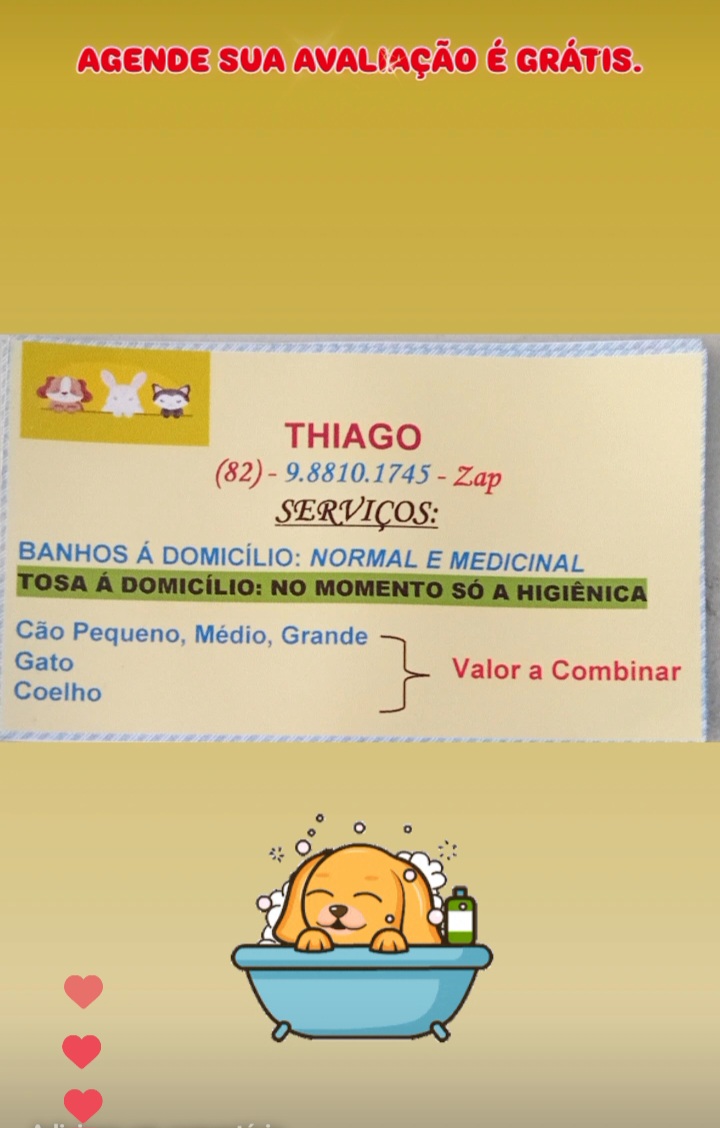 faço serviços de banho e tosa a domicílio
