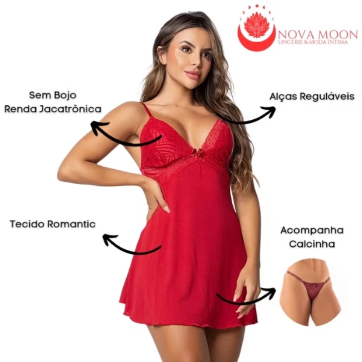 Camisola Sexy Sem Bojo + Calcinha