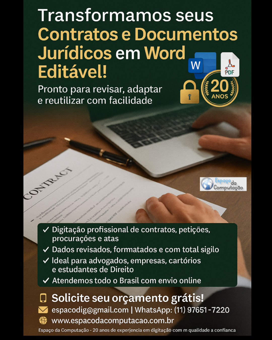 Digitação de Contratos e Documentos Jurídicos no Word Editável – Segurança, Agilidade e Profissionalismo