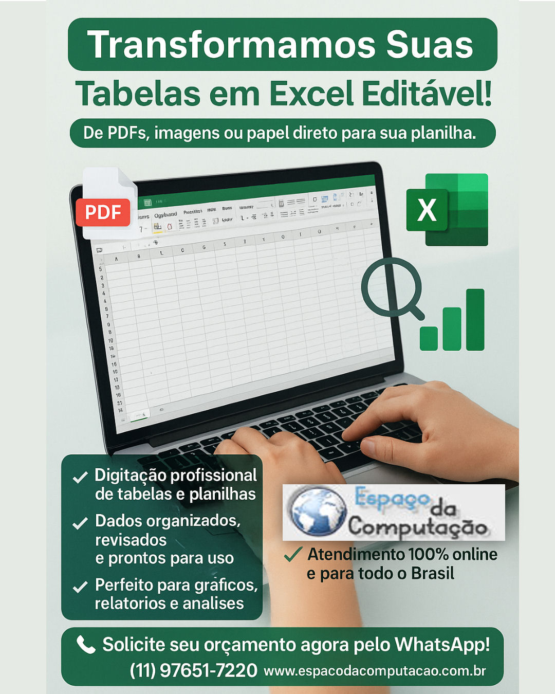 Transformamos Tabelas em Excel Editável com Precisão e Rapidez – Digitação Profissional com Revisão