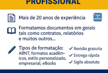 Digitação e formatação de documentos ou trabalhos com qualidade e precisão